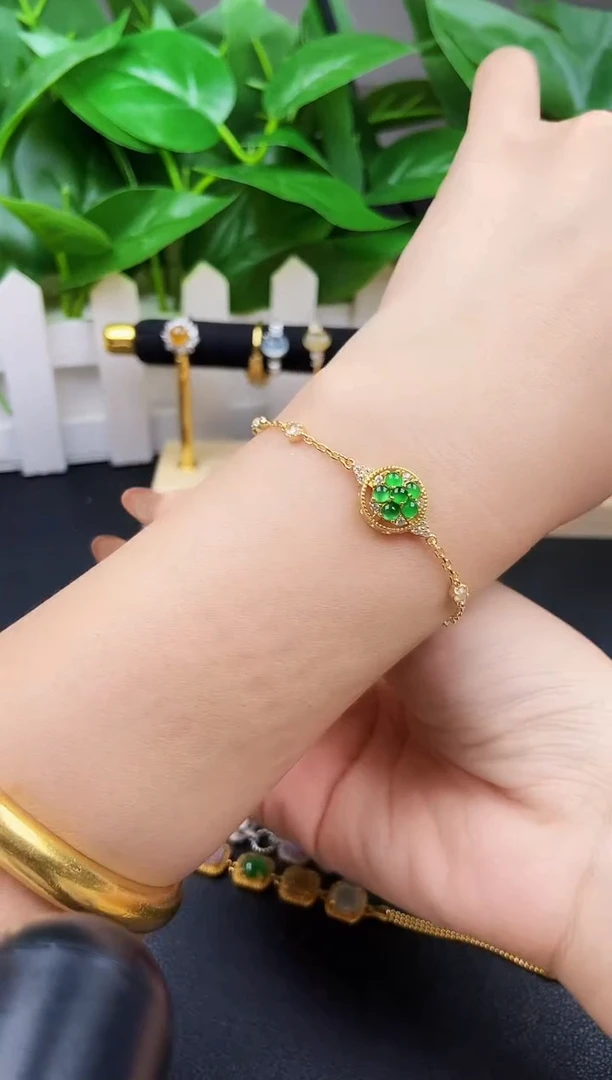 银S925镶嵌手链翡翠12