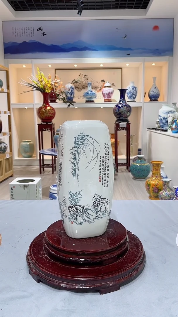 摆件梅兰竹菊瓶高29