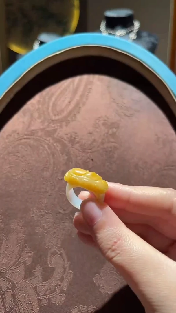 翡翠戒圈未镶嵌红翡绿翠