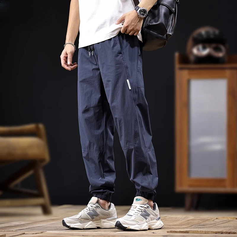 Cebrodz冰丝速干休闲裤男新款弹力运动哈伦束脚潮牌大码夏季薄款