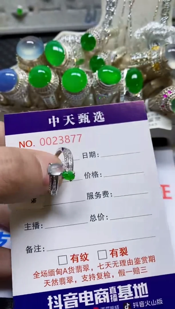 银S925镶嵌戒指翡翠/3877