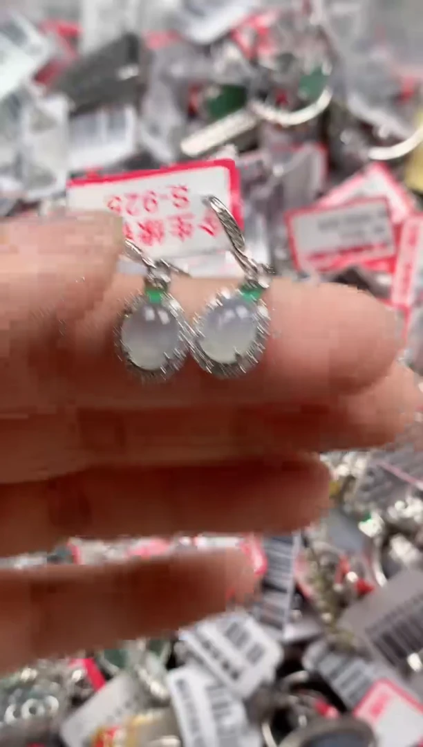 银S925镶嵌戒指翡翠天然A货缅甸翡翠