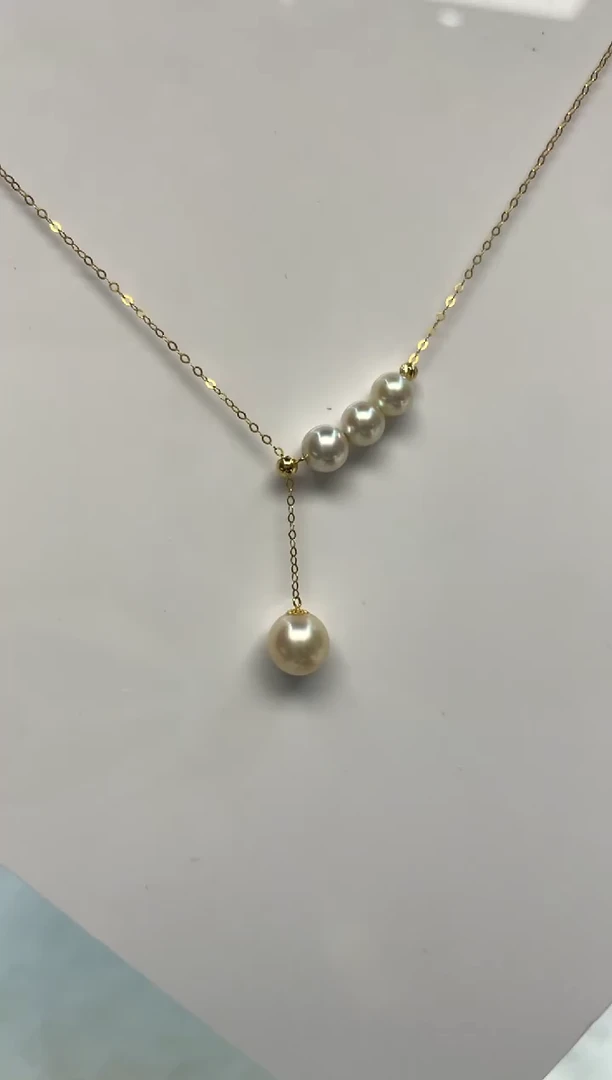 颈饰18K金镶嵌海水珍珠8-9 6-7