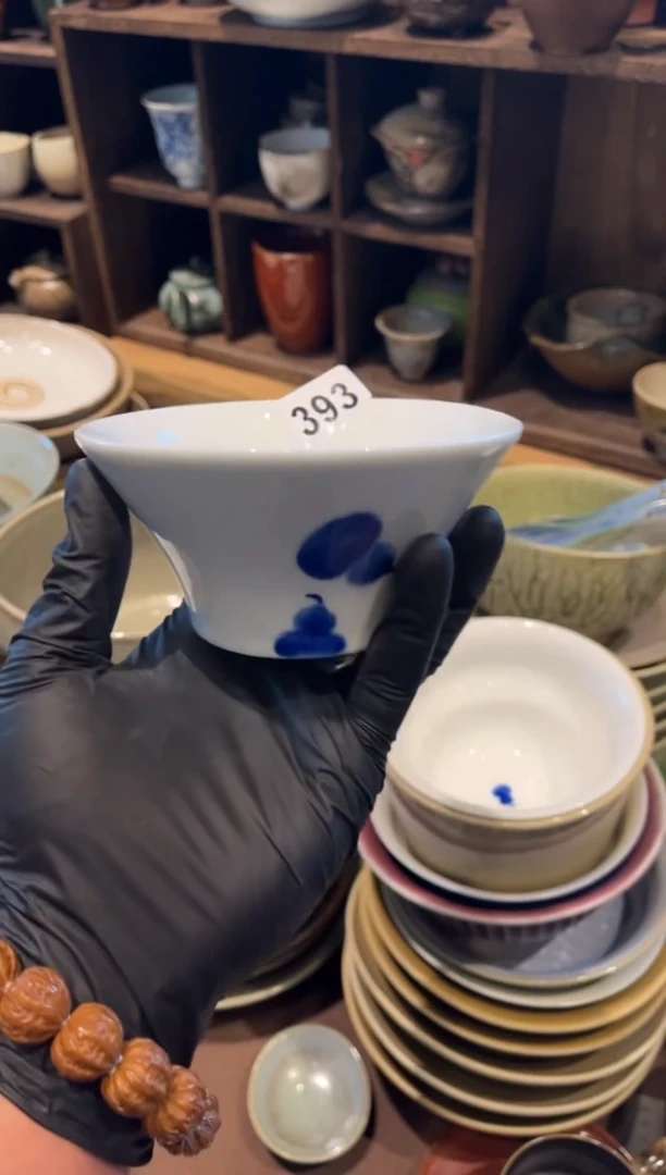 【闪购商品】瓷片393手绘葫芦蓝敞口碗