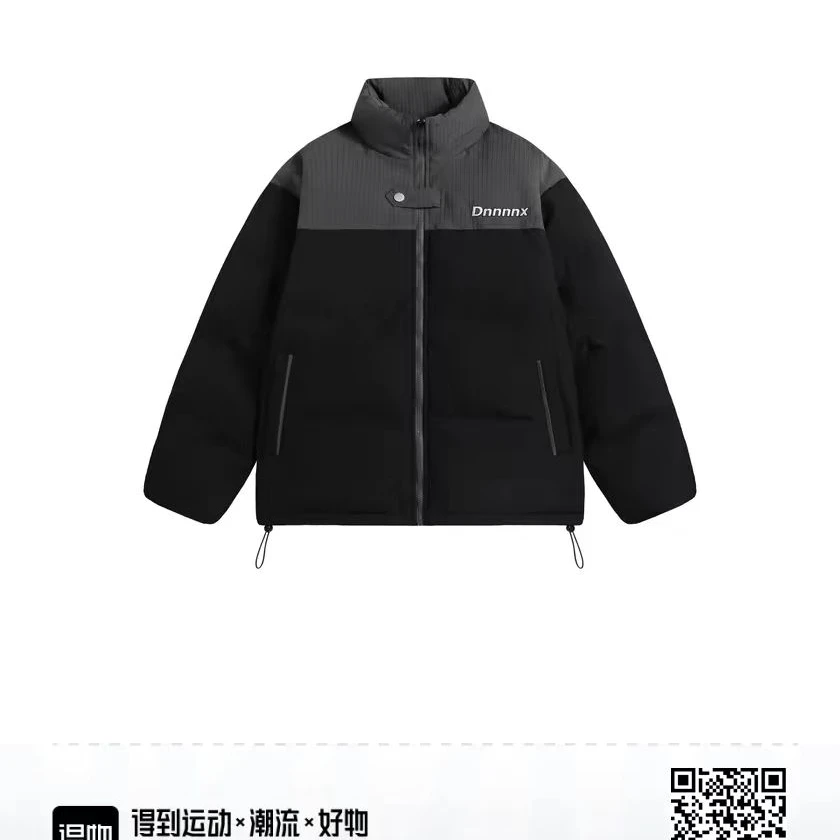 9058-得物dnx品牌专版下架款卡通鳄鱼字母Logo刺绣撞色拼接棉服