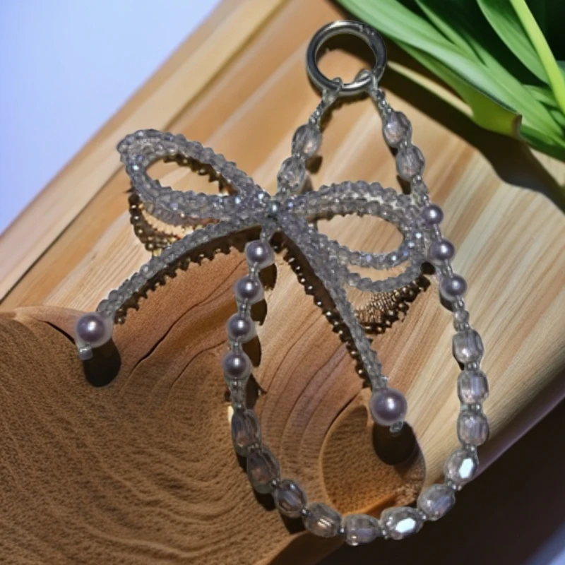 紫贝珠串珠重工爱心手机链小众挂饰包挂精美设计水晶高级感