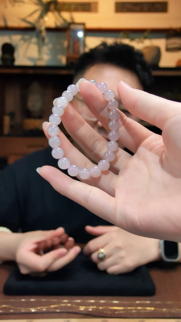 手串未镶嵌和田玉E****k藕粉圆珠手串HX8*