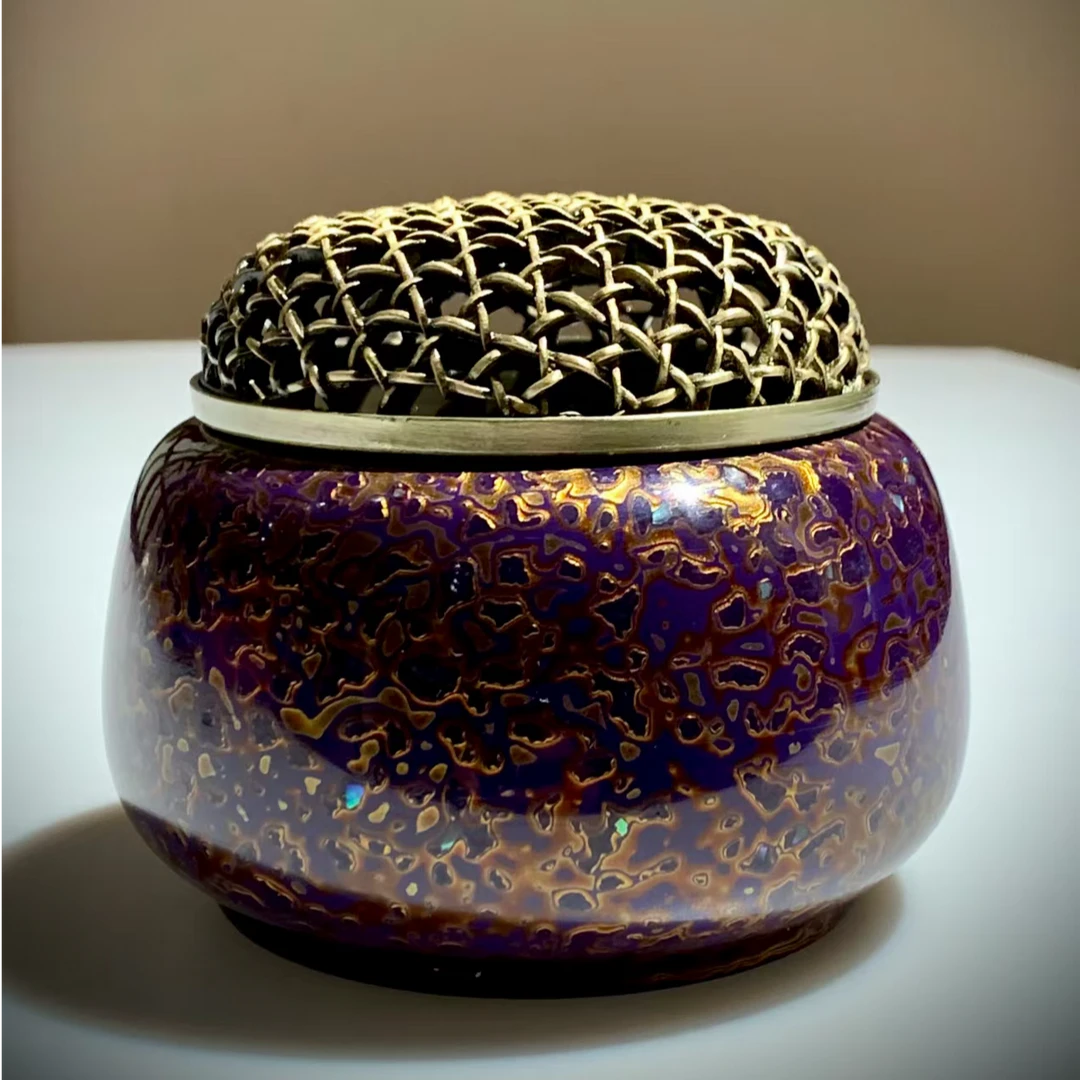 漆器家居收纳摆件复古纯手工珐琅彩鎏金