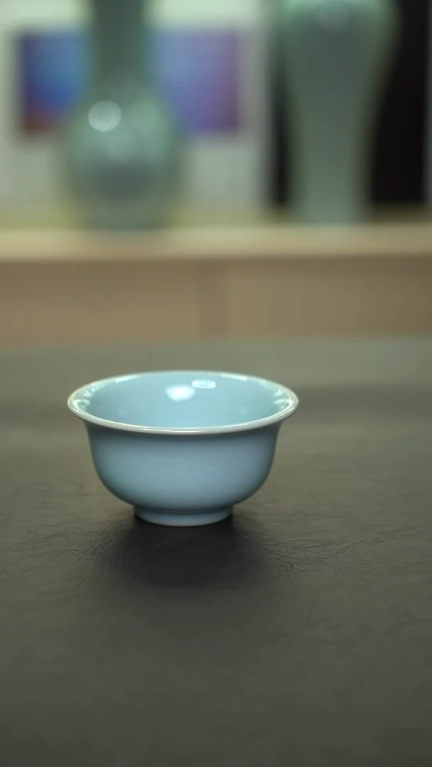 杯子瓷天青压手杯