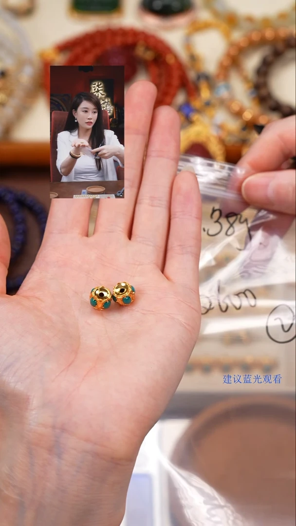 18K金镶嵌绿松石1三****7柒禧文玩回血好物