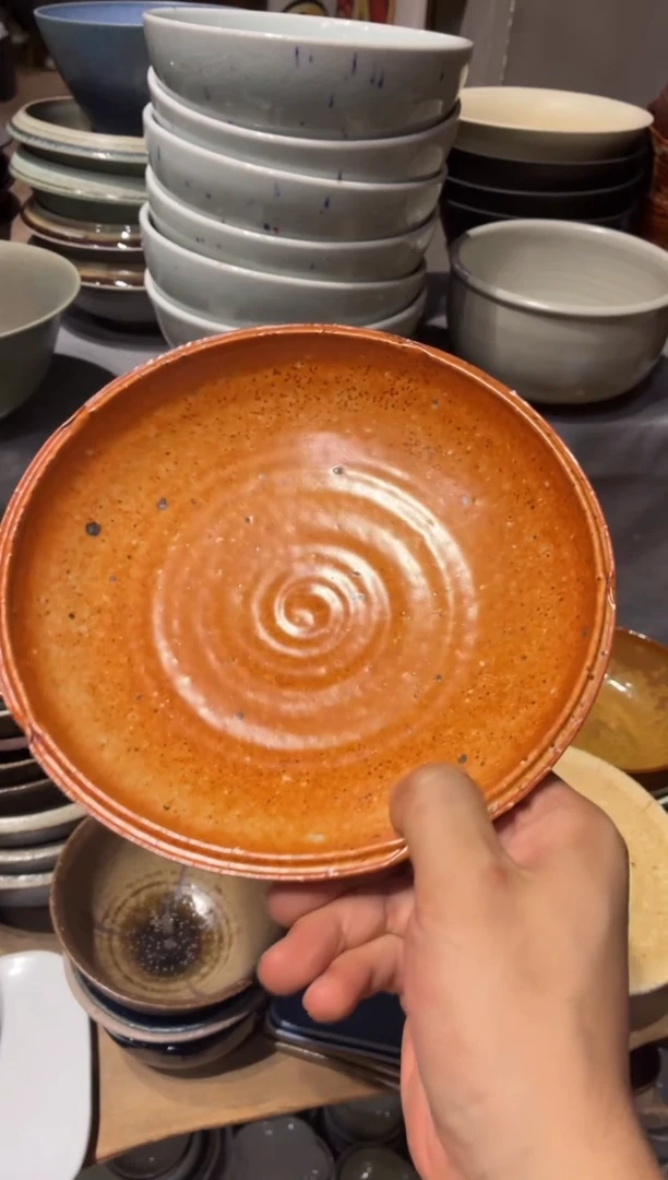 瓷片空*键984 雪志野厚边菜盘1个