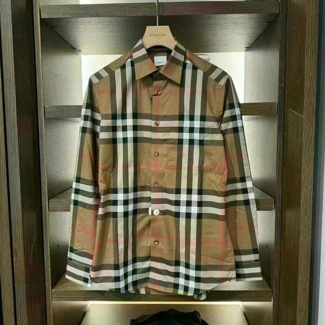 【巴黎直邮】Burberry巴宝莉男款长袖衬衫格纹单排扣衬衣 80929171