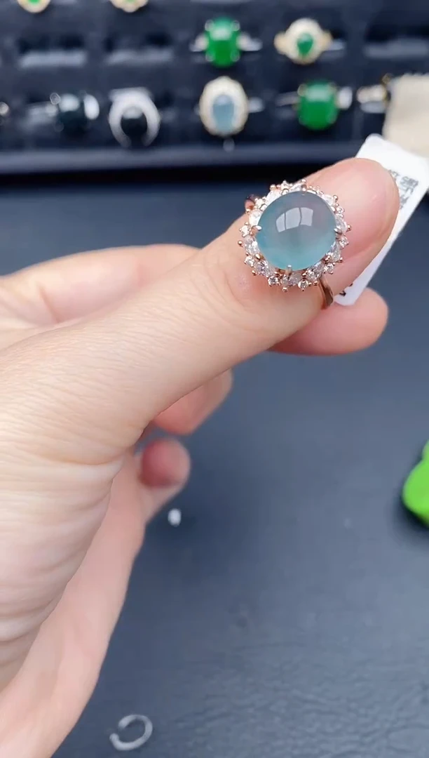 银S925镶嵌戒指翡翠天然a货翡翠98