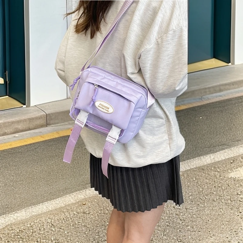 休闲透明吧唧痛包可爱学院风少女斜挎包日系学生大容量百搭邮差包