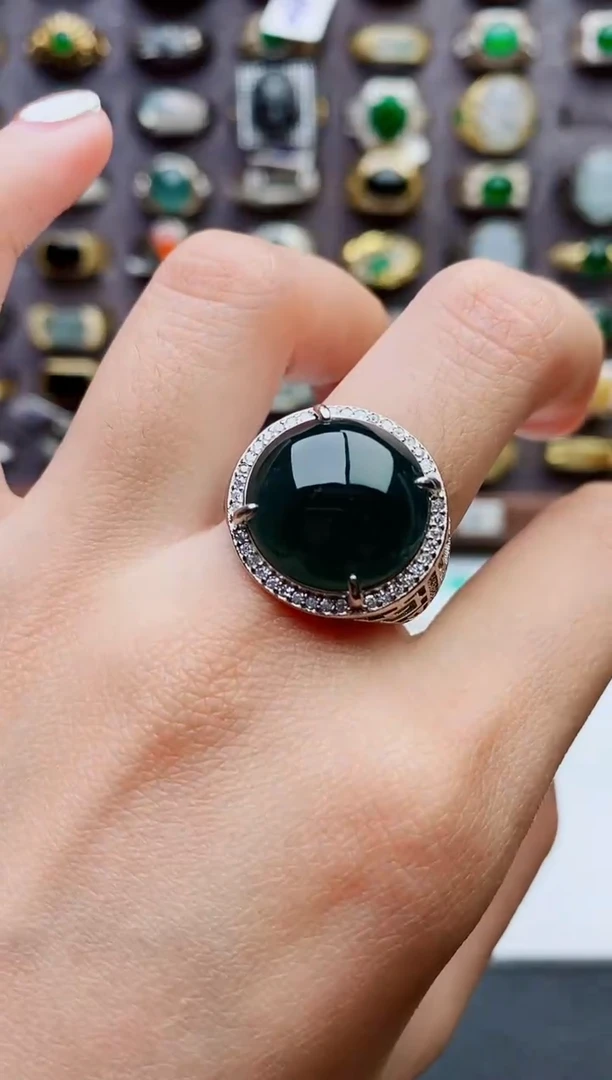 未镶嵌戒指翡翠天然翡翠男戒