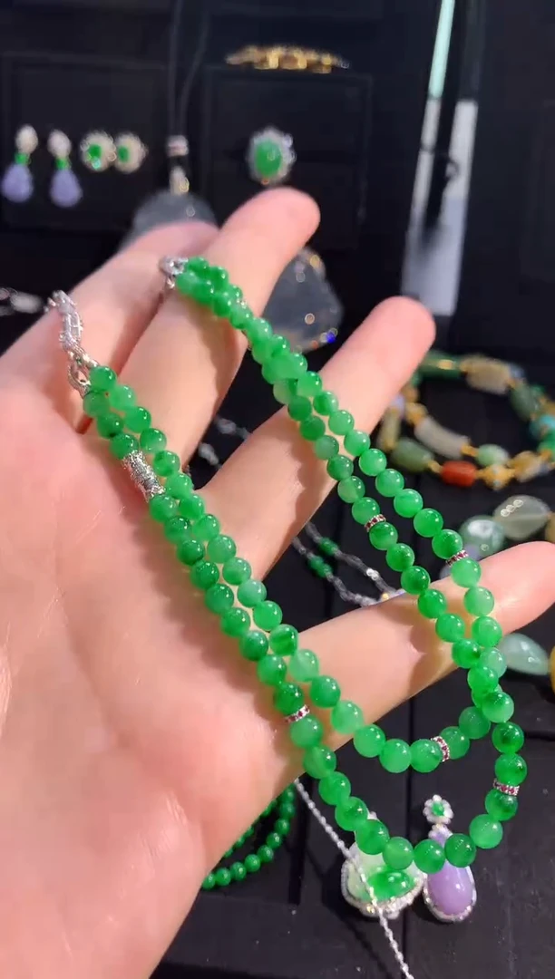 【闪购商品】翡翠颈饰18K金镶嵌珠串