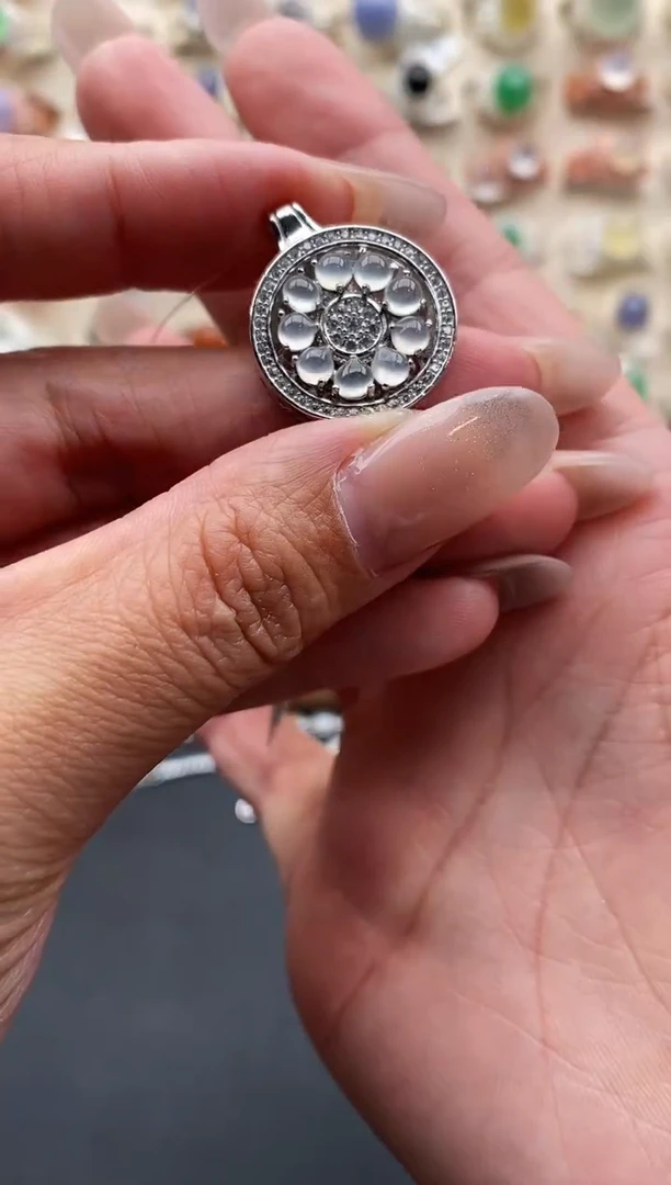 银S925镶嵌戒指翡翠缅甸天然A货翡翠33  2-6