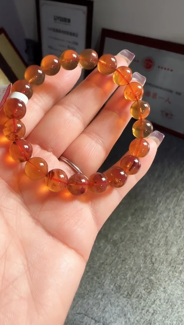 未镶嵌琥珀手串#3微瑕缅甸琥珀灵草手串9mm