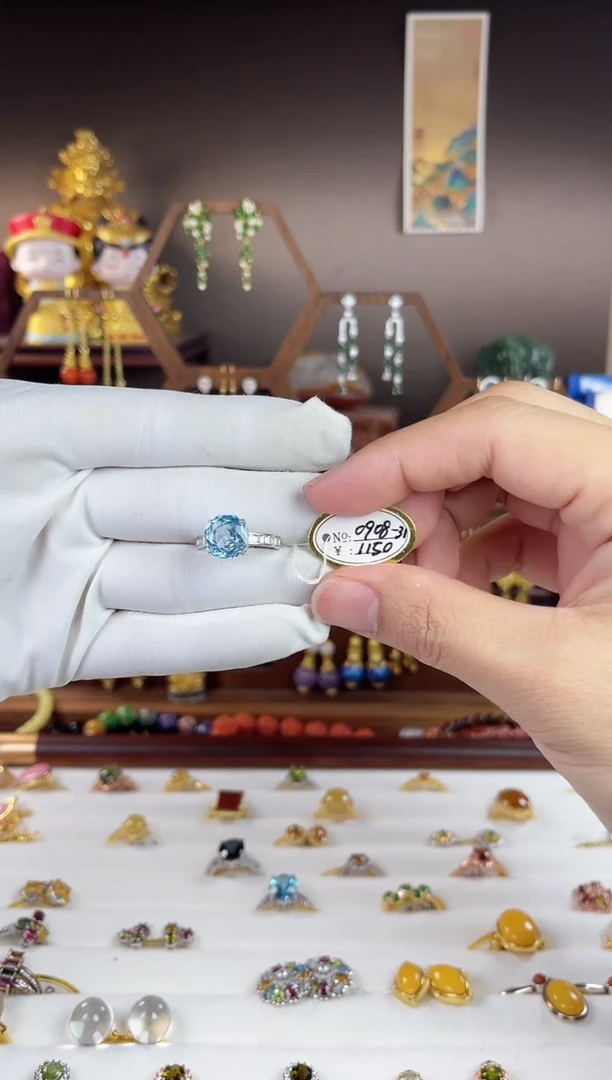 银S925镶嵌戒指托帕石，0908-31托帕石戒指