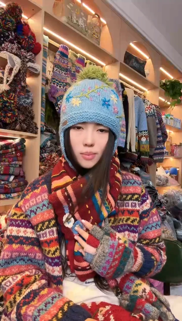 羊毛圈**r红色羊毛围巾