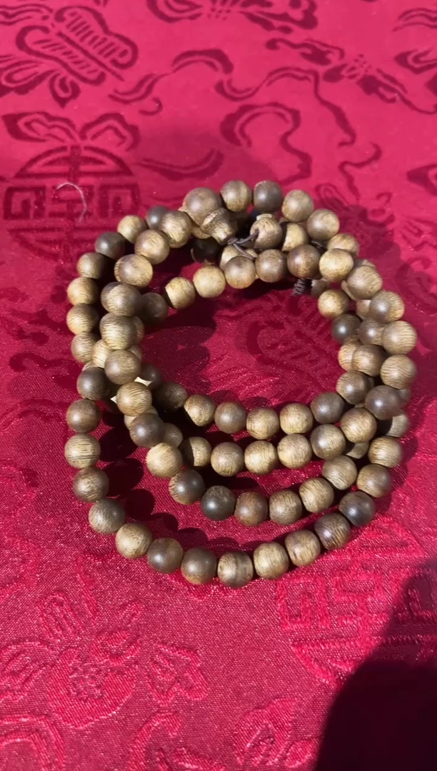 【闪购商品】沉香木手串08 k9金丝白棋楠108正德高级精美