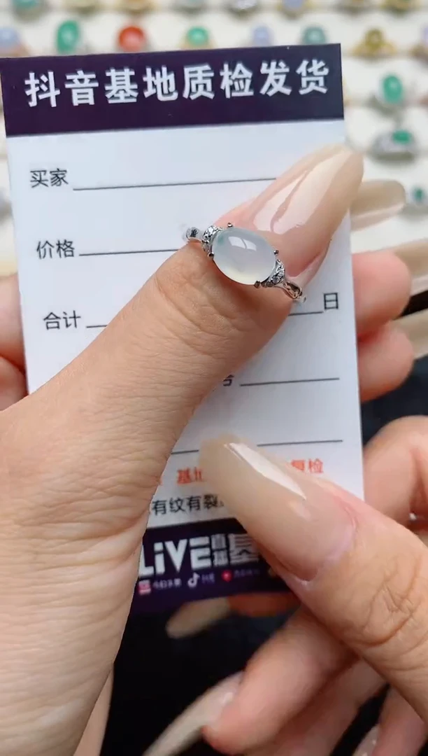 翡翠戒指银S925镶嵌.