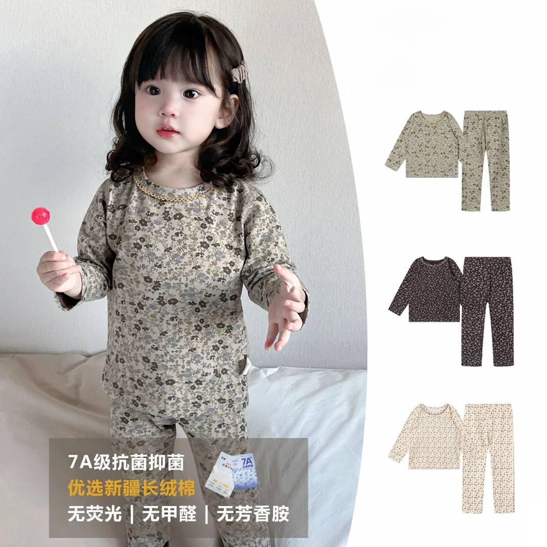 女童套装秋冬宝宝长绒棉服婴儿婴幼儿家居服秋季宝宝衣服睡衣儿童