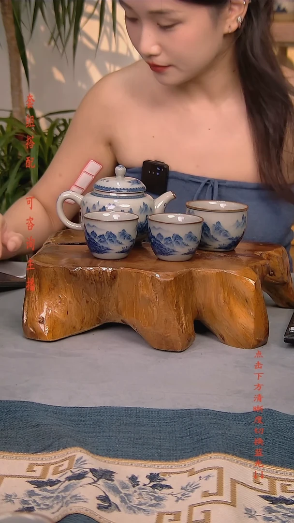 简装家用款4件套 老陶泥开片纹陶瓷茶具
