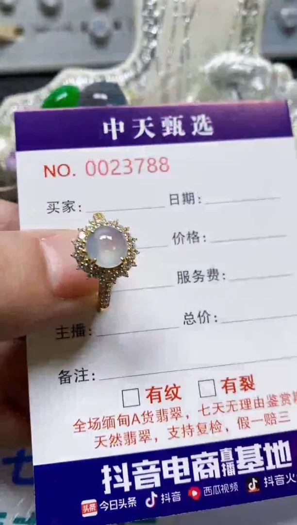 银S925镶嵌戒指翡翠/3788