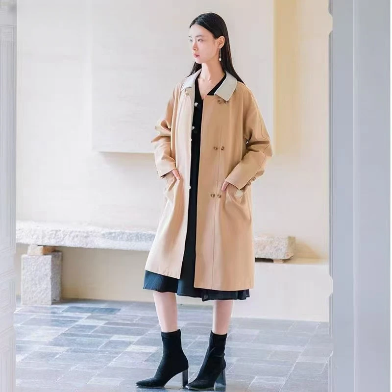 F013款气质休闲时尚收腰大码韩版女士春季风衣