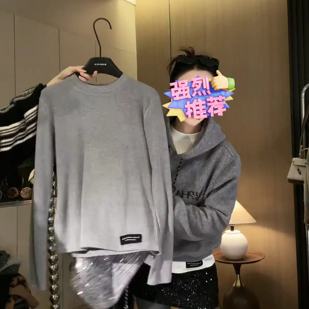 2024秋冬新款百搭韩版气质纯色加绒打底T恤LK2500369