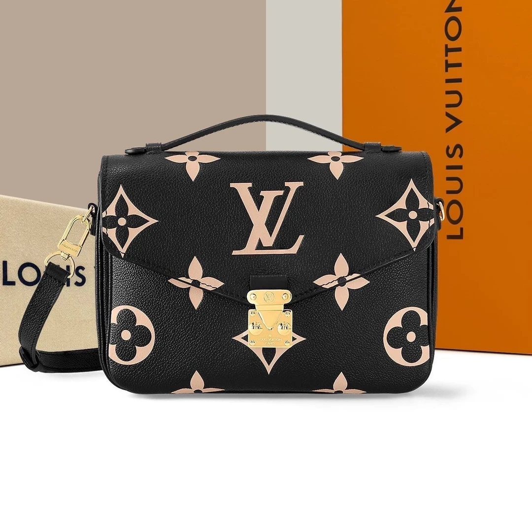 未使用 LouisVuitton/路易威登 米白拼黑色邮差包 芯片款