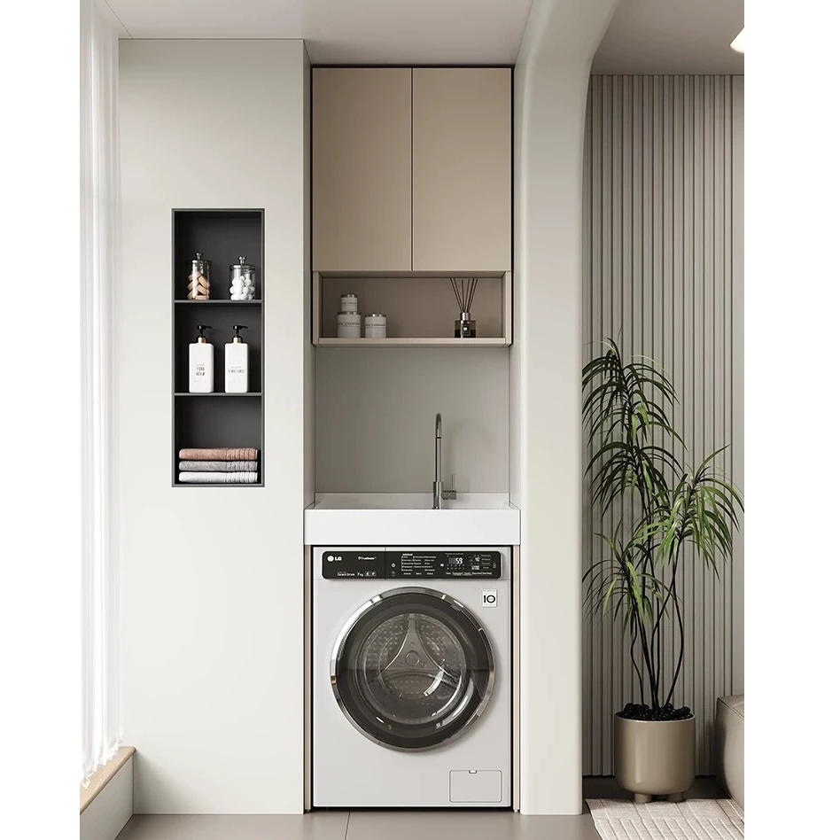 全铝蜂窝铝机上盆洗衣机一体组合柜阳台小户型阳台洗衣柜一体盆