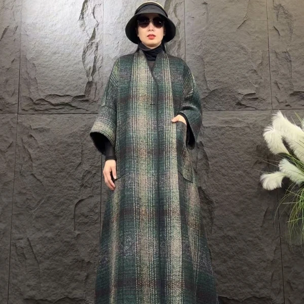 绿色迷彩时尚单面休闲女士秋冬大衣8320