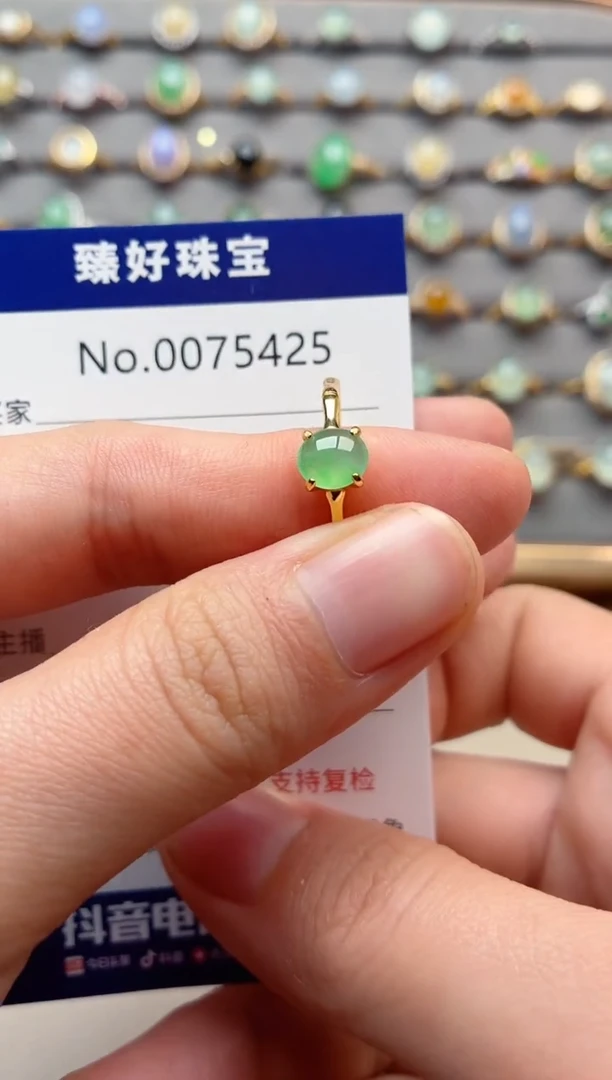 银S925镶嵌戒指翡翠1