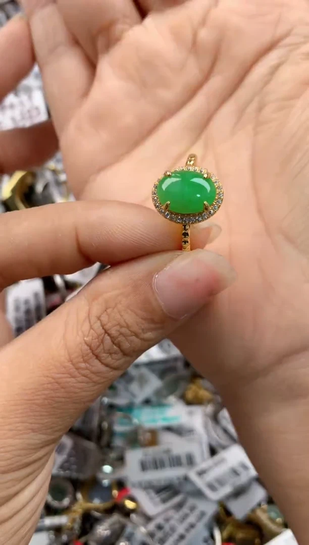 银S925镶嵌戒指翡翠222----10