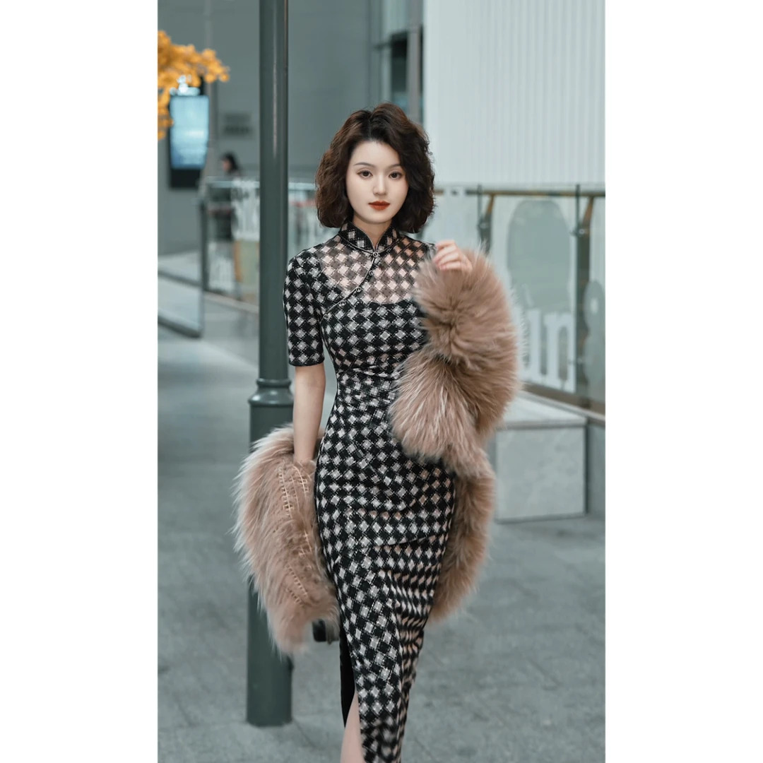 彩彩家【流年忘返】春夏季气质收腰修身复古中长款设计师改良款旗袍