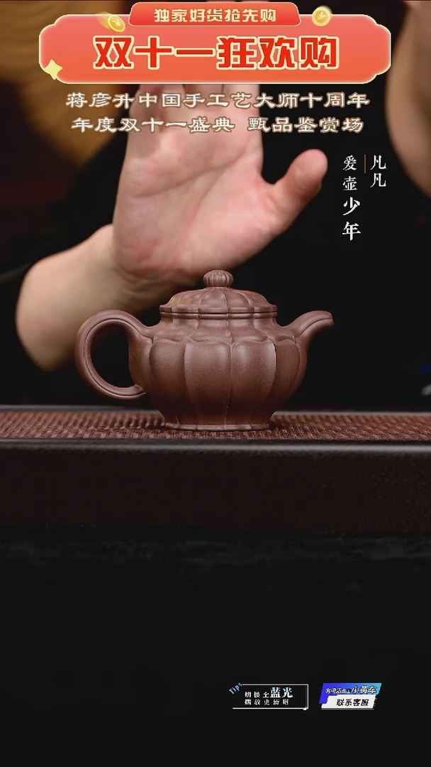 凡凡会客厅 紫砂壶19 筋纹掇只紫泥230cc