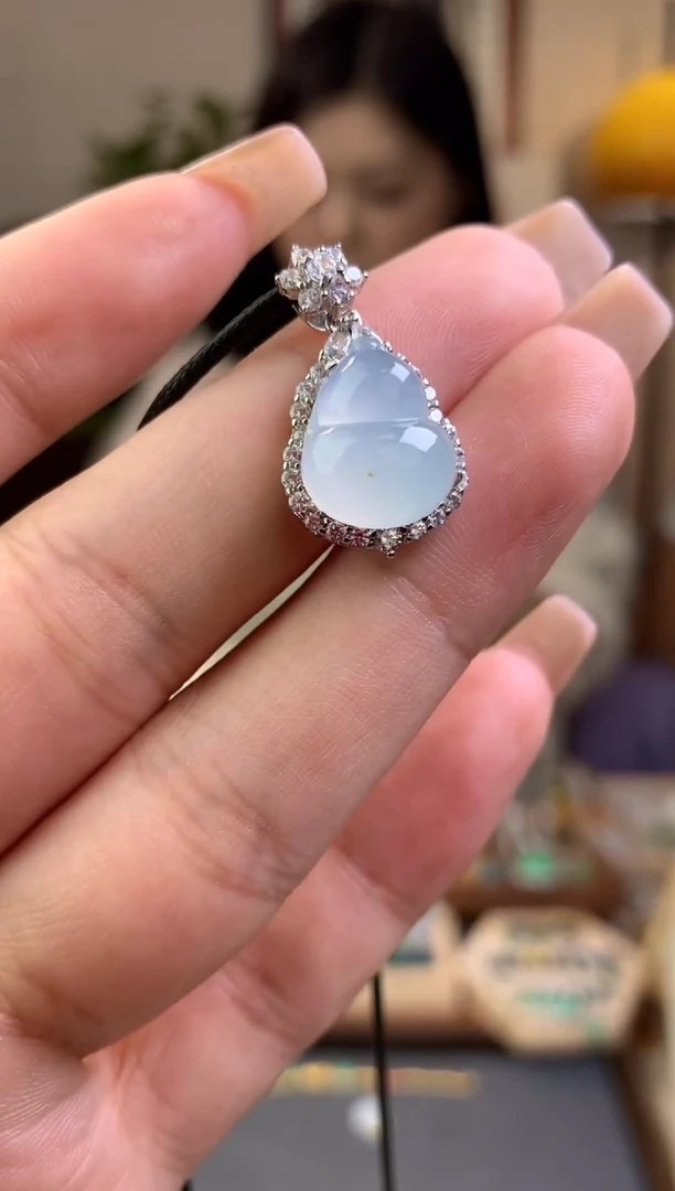 翡翠银S925镶嵌吊坠(不含链)【挽石珠宝】葫芦