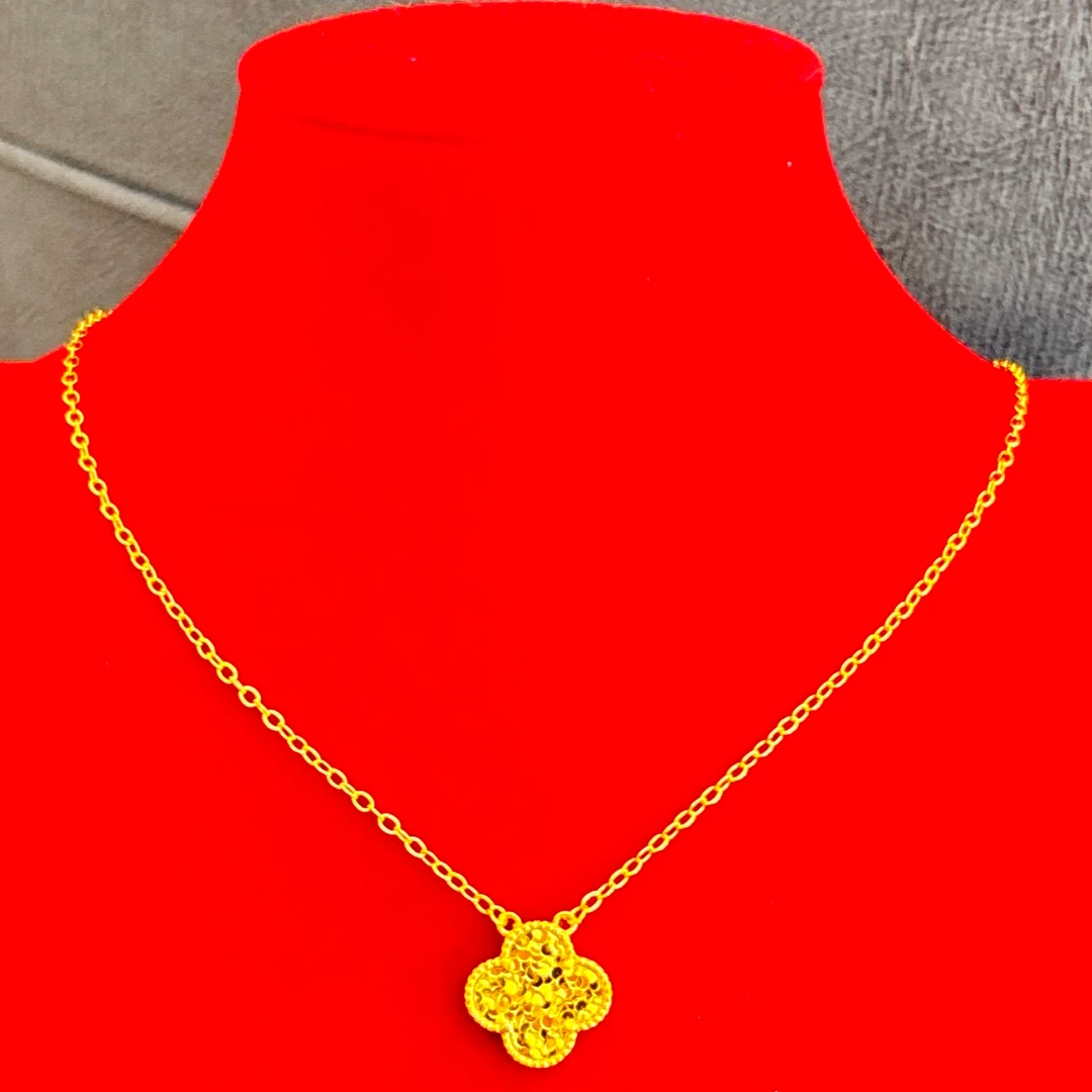 铜合金项链 【042】金店同款四叶花碎碎冰项链女款时尚轻奢锁骨链