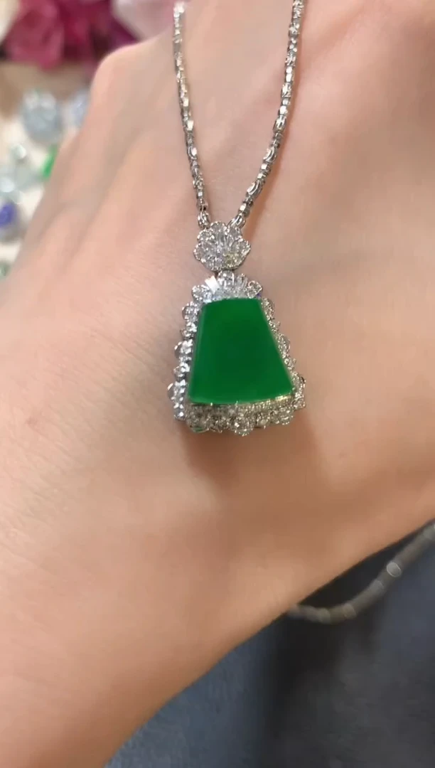 吊坠(不含链)18K金镶嵌翡翠n13