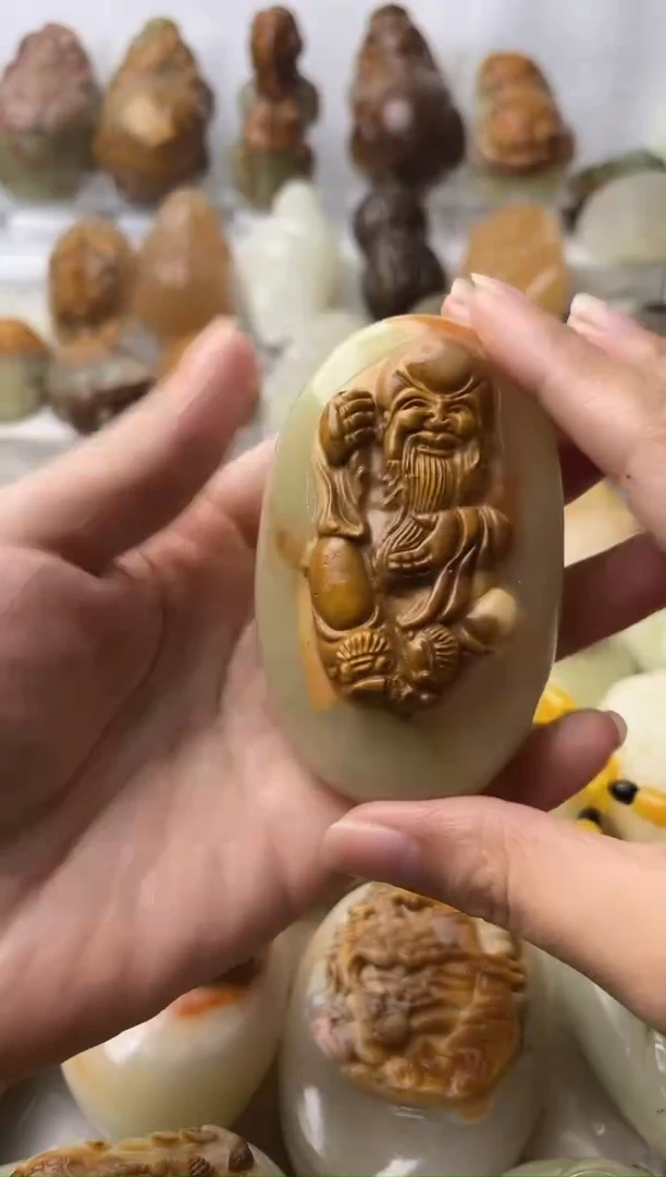 石材方解石手把摆件不退换寿星