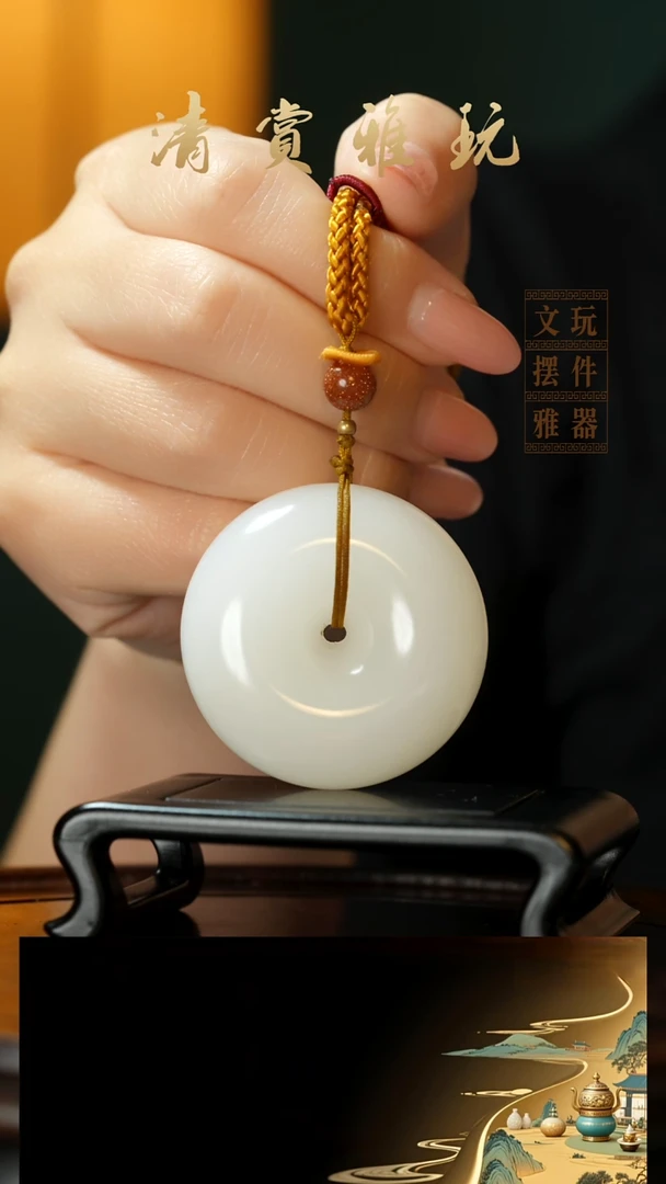 玉《平安扣》手把件摆件