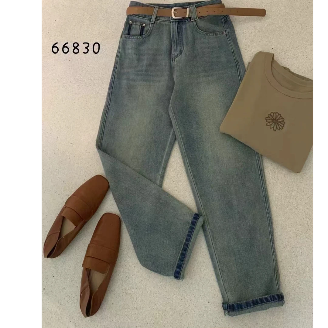 春秋直筒时尚休闲百搭复古春季秋季裤子66830