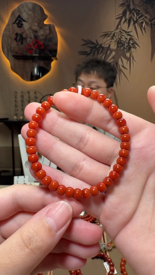未镶嵌原矿手串南红玛瑙丿*雯一条约6mm