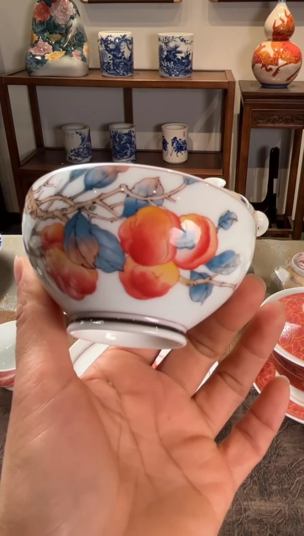 景德镇文祥窑手工釉下彩陶瓷单杯