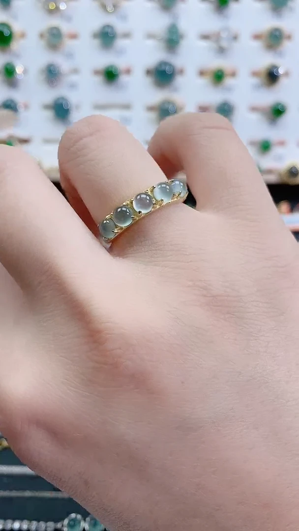 银S925镶嵌戒指翡翠 天然翡翠