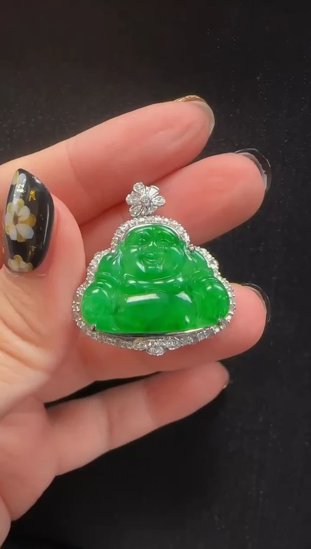 翡翠18K金镶嵌颈饰422玉佛一个