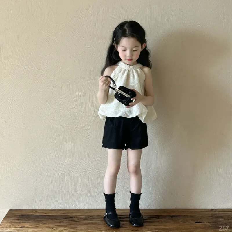 吊带宝宝新款夏装季无袖上衣女童洋气套装2025女孩背心夏时髦