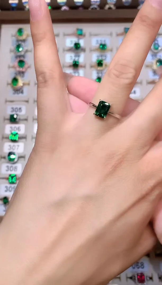 戒指透辉石银S925镶嵌银色68